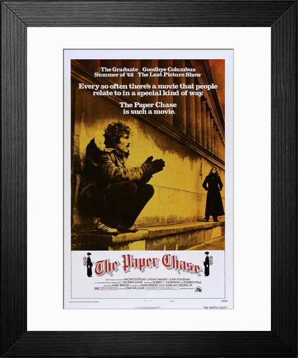Framed Print : THE PAPER CHASE, US poster art, from left: Timothy Bottoms, Lindsay Wagner, 1973 Framed Print : THE PAPER CHASE, US poster art, from left: Timothy Bottoms, Lindsay Wagner, 1973