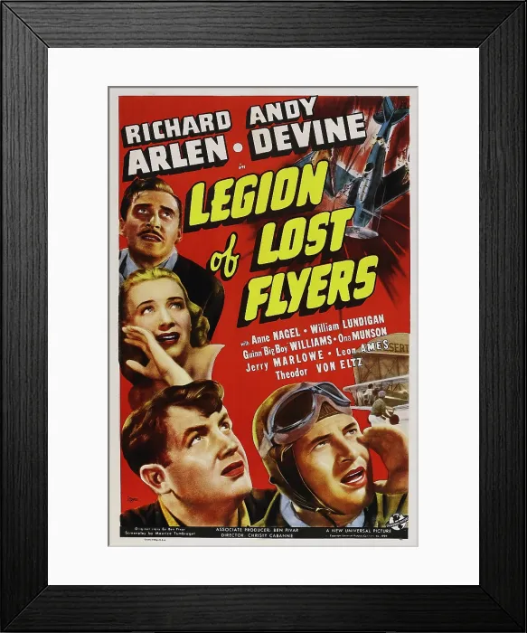 Framed Print : LEGION OF LOST FLYERS, US poster art, from top left: Leon Ames, Anne Nagel, Andy Devine, Richard Arlen, 1939 Framed Print : LEGION OF LOST FLYERS, US poster art, from top left: Leon Ames, Anne Nagel, Andy Devine, Richard Arlen, 1939