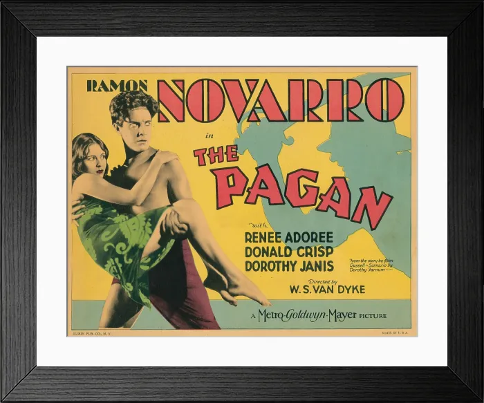 Framed Print : THE PAGAN, lobbycard, from left: Dorothy Janis, Ramon Novarro, 1929