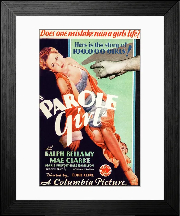 Framed Print : PAROLE GIRL, US poster art, Mae Clarke, 1933 Framed Print : PAROLE GIRL, US poster art, Mae Clarke, 1933
