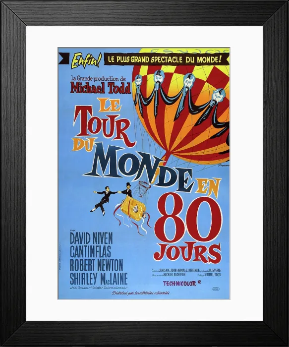 Framed Print : AROUND THE WORLD IN 80 DAYS, (aka LE TOUR DU MONDE EN 80 JOURS, aka AROUND THE WORLD IN EIGHTY DAYS), French poster, 1956 Framed Print : AROUND THE WORLD IN 80 DAYS, (aka LE TOUR DU MONDE EN 80 JOURS, aka AROUND THE WORLD IN EIGHTY DAYS), French poster, 1956