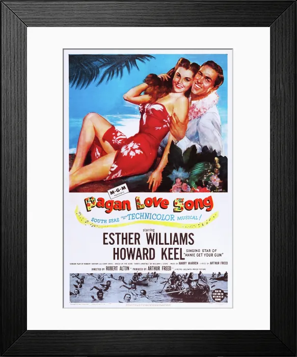 Framed Print : PAGAN LOVE SONG, US poster art, from left: Esther Williams, Howard Keel, 1950 Framed Print : PAGAN LOVE SONG, US poster art, from left: Esther Williams, Howard Keel, 1950