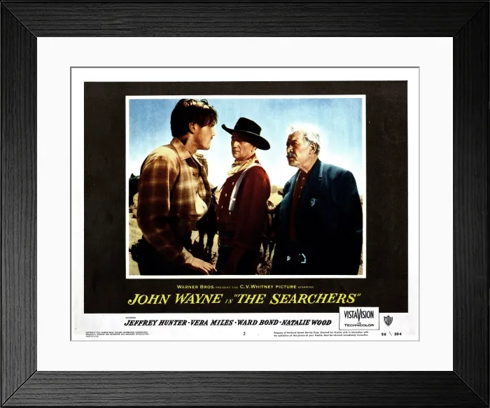 Framed Print : THE SEARCHERS, from left, Jeffrey Hunter, John Wayne, Ward Bond, 1956