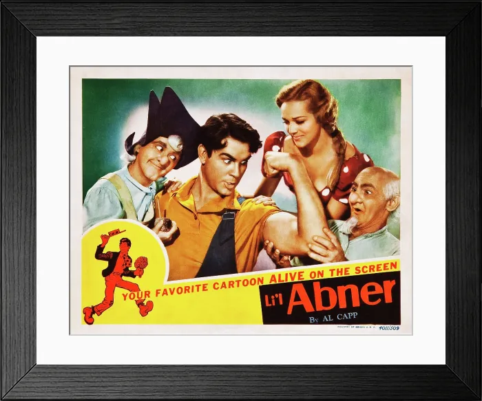 Framed Print : LI'L ABNER, l-r: Mona Ray, Granville Owen, Marth O'Driscoll, Johnnie Morris on lobbycard, 1940