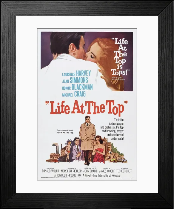 Framed Print : LIFE AT THE TOP, US poster, Laurence Harvey (bottom center), Jean Simmons (bottom right), 1965