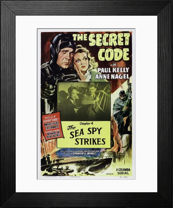 Framed Print : THE SECRET CODE, US poster, top from left: Paul Kelly, Anne Nagel, 1942