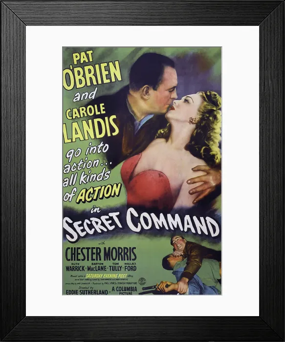 Framed Print : SECRET COMMAND, US poster art top, from left: Pat O'Brien, Carole Landis, 1944