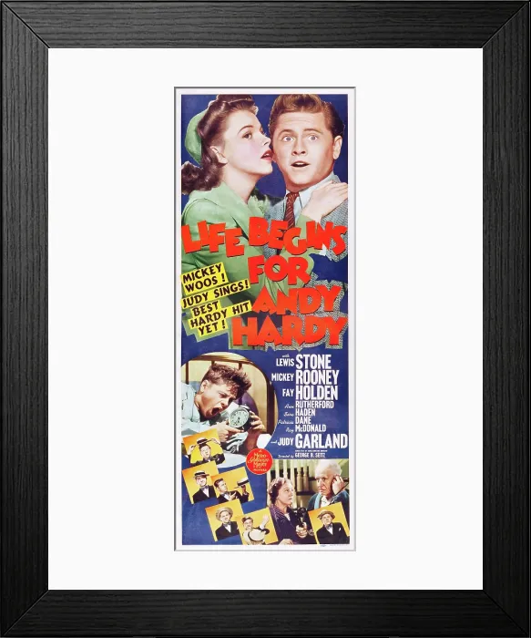 Framed Print : LIFE BEGINS FOR ANDY HARDY, top: Judy Garland, Mickey Rooney, 1941