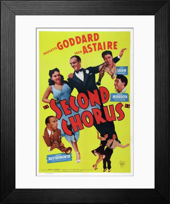 Framed Print : SECOND CHORUS, US poster art, from left: Charles Butterworth, Paulette Goddard, Fred Astaire, Artie Shaw, Burgess Meredith, 1940