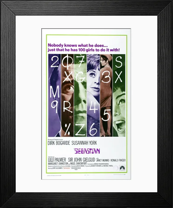 Framed Print : SEBASTIAN, US poster, from left: Dirk Bogarde, Susannah York, 1968 Framed Print : SEBASTIAN, US poster, from left: Dirk Bogarde, Susannah York, 1968