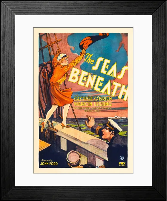 Framed Print : SEAS BENEATH, (aka THE SEAS BENEATH), from left on US poster art: Marion Lessing, George O'Brien, 1931 Framed Print : SEAS BENEATH, (aka THE SEAS BENEATH), from left on US poster art: Marion Lessing, George O'Brien, 1931