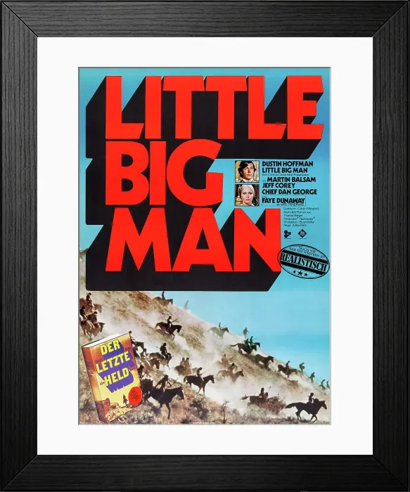 Framed Print : LITTLE BIG MAN, Dustin Hoffman, Faye Dunaway on German poster art, 1970, TM and Copyright 20th Century Fox Film Corp. All rights reserved. / courtesy Everett Collection