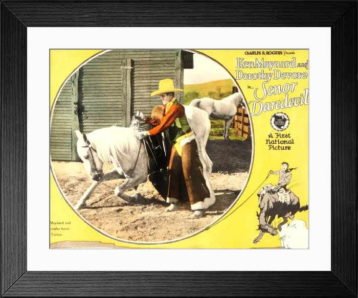 Framed Print : SENOR DAREDEVIL, Ken Maynard on lobbycard, 1926
