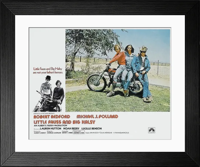 Framed Print : LITTLE FAUSS AND BIG HALSY, (from left): Michael J. Pollard, Lauren Hutton, Robert Redford, 1970