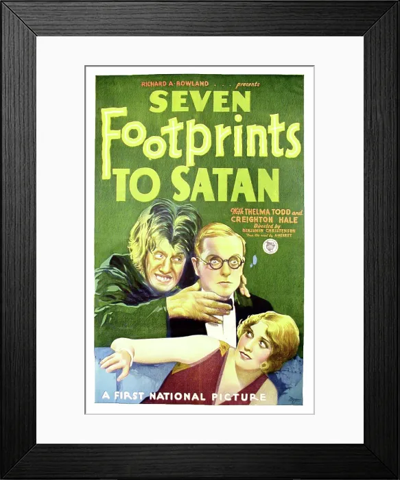 Framed Print : SEVEN FOOTPRINTS TO SATAN, US poster art, from left: Sheldon Lewis, Creighton Hale, Thelma Todd, 1929