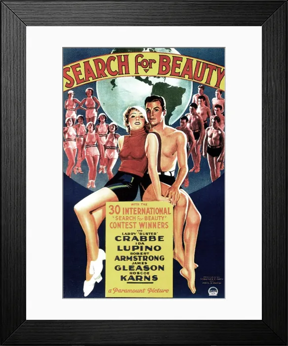 Framed Print : SEARCH FOR BEAUTY, US poster, Ida Lupino, Buster Crabbe, 1934
