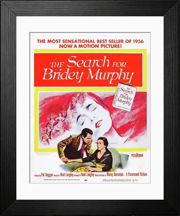 Framed Print : THE SEARCH FOR BRIDEY MURPHY, l-r: Louis Hayward, Teresa Wright on poster art, 1956 Framed Print : THE SEARCH FOR BRIDEY MURPHY, l-r: Louis Hayward, Teresa Wright on poster art, 1956