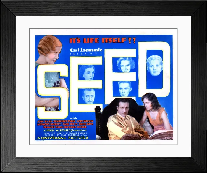 Framed Print : SEED, from left, Genevieve Tobin, John Boles, Lois Wilson, (behind letters, ZaSu Pitts, Frances Dade, Dick Winslow, Bette Davis, Raymond Hackett), 1931