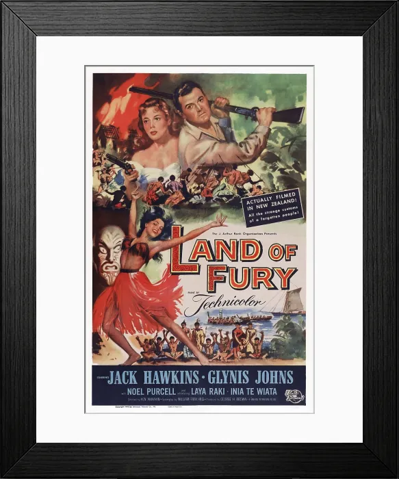 Framed Print : THE SEEKERS, (aka LAND OF FURY), US poster art, top from left: Glynis Johns, Jack Hawkins; bottom left: Laya Raki, 1954