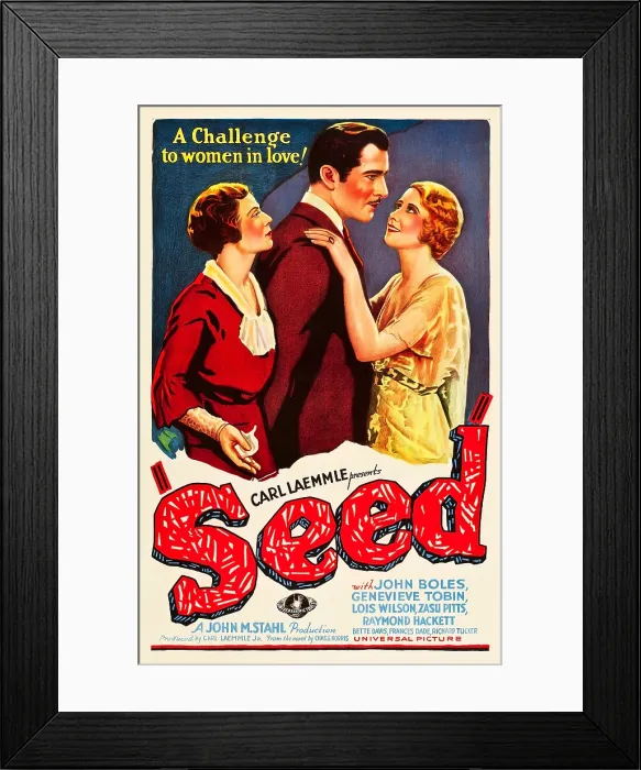 Framed Print : SEED, from left on US poster art: Lois Wilson, John Boles, Genevieve Tobin, 1931