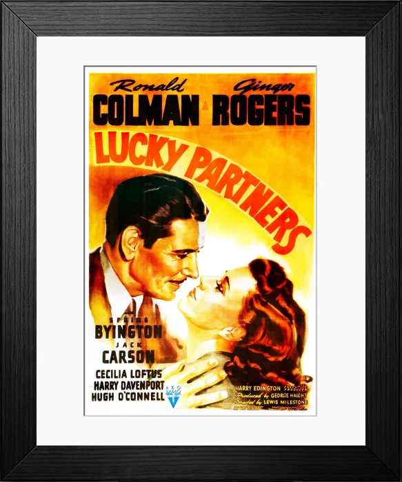 Framed Print : LUCKY PARTNERS, US poster, Ronald Colman, Ginger Rogers, 1940 Framed Print : LUCKY PARTNERS, US poster, Ronald Colman, Ginger Rogers, 1940