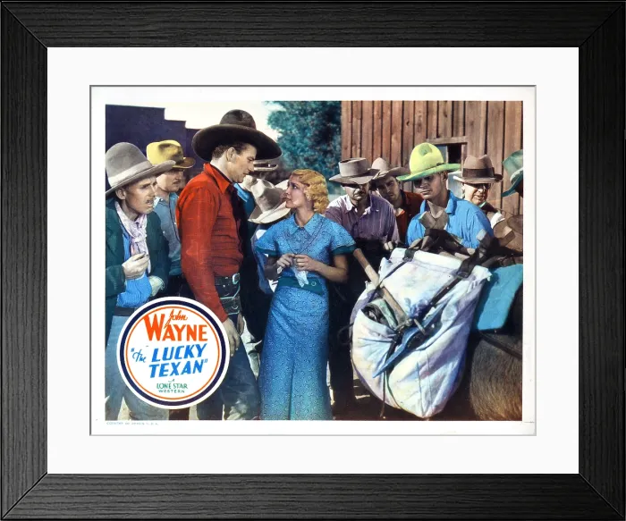 Framed Print : THE LUCKY TEXAN, from left, John Wayne, Barbara Sheldon, 1934