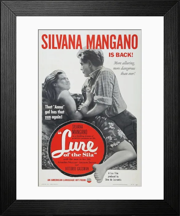 Framed Print : LURE OF THE SILA, US poster art, from left: Silvana Mangano, Jacques Sernas, 1949 Framed Print : LURE OF THE SILA, US poster art, from left: Silvana Mangano, Jacques Sernas, 1949