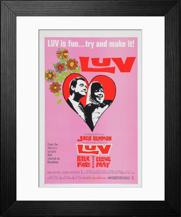 Framed Print : LUV, l-r: Jack Lemmon, Elaine May on poster art, 1967 Framed Print : LUV, l-r: Jack Lemmon, Elaine May on poster art, 1967