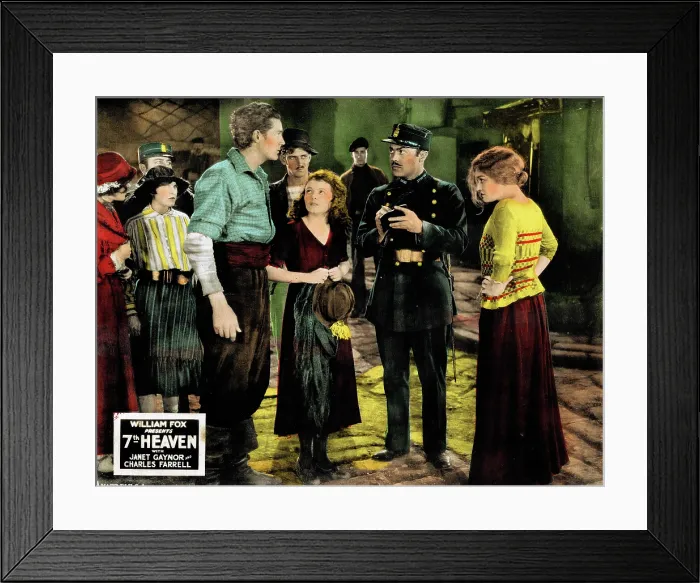 Framed Print : 7th HEAVEN, (aka SEVENTH HEAVEN), from left, Charles Farrell, Janet Gaynor, Gladys Brockwell, 1927, TM and Copyright 20th Century Fox Film Corp