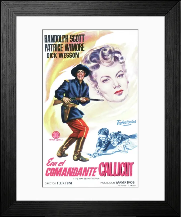 Framed Print : THE MAN BEHIND THE GUN, (aka ERA EL COMANDANTE CALLICUT), top from left: Randolph Scott, Patrice Wymore, bottom from left: Lina Romay, Patrice Wymore, 1953