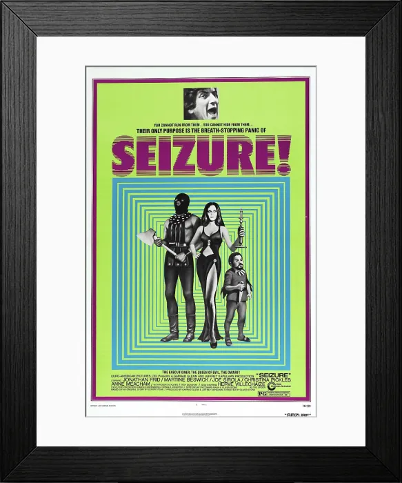 Framed Print : SEIZURE, US poster, top photo: Jonathan Frid, center far right: Herve Villechaize, 1974
