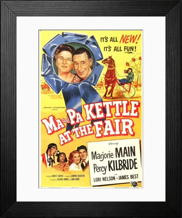 Framed Print : MA AND PA KETTLE AT THE FAIR, top l-r: Marjorie Main, Percy Kilbride, bottom l-r: Lori Nelson, James Best on poster art, 1952 Framed Print : MA AND PA KETTLE AT THE FAIR, top l-r: Marjorie Main, Percy Kilbride, bottom l-r: Lori Nelson, James Best on poster art, 1952