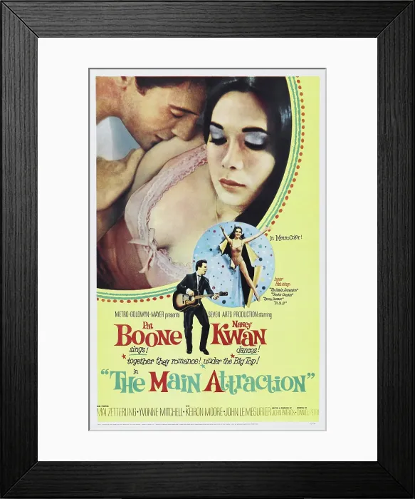 Framed Print : THE MAIN ATTRACTION, US poster art, from left: Pat Boone, Nancy Kwan, 1962