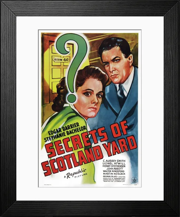 Framed Print : SECRETS OF SCOTLAND YARD, poster art, l-r: Stephanie Bachelor, Edgar Barrier, 1944
