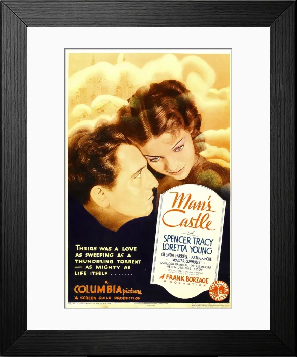 Framed Print : MAN'S CASTLE, from left: Spencer Tracy, Loretta Young on midget window card, 1933 Framed Print : MAN'S CASTLE, from left: Spencer Tracy, Loretta Young on midget window card, 1933
