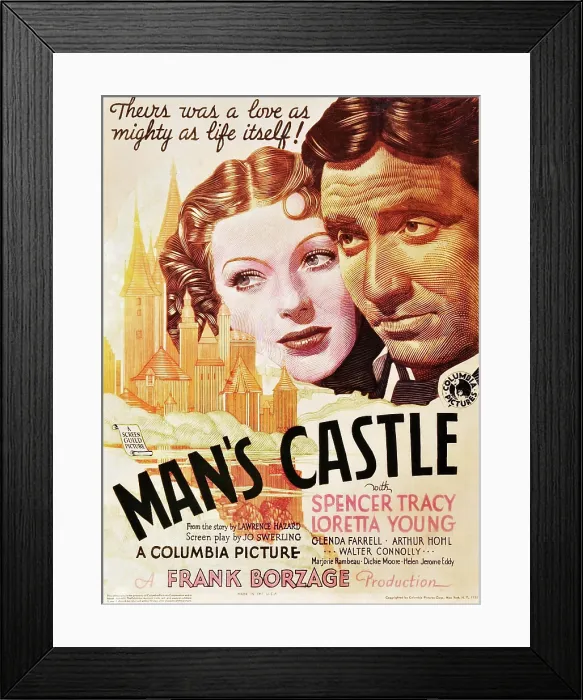 Framed Print : MAN'S CASTLE, l-r: Loretta Young, Spencer Tracy on window card, 1933