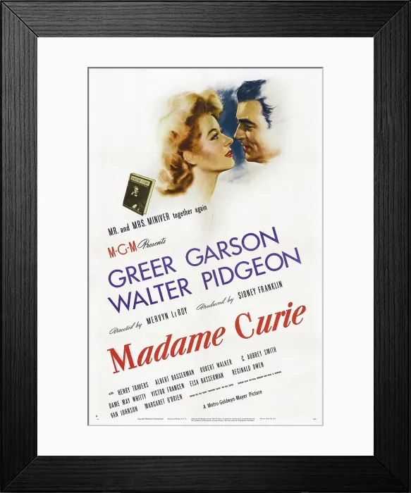 Framed Print : MADAME CURIE, US poster art, from left: Greer Garson, Walter Pidgeon, 1943