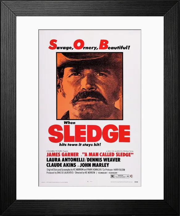 Framed Print : A MAN CALLED SLEDGE, James Garner on poster art, 1970