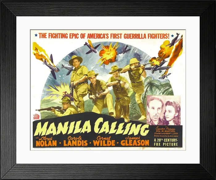 Framed Print : MANILA CALLING, second from left: Lloyd Nolan, inset from left: Lloyd Nolan, Carole Landis, 1942, TM and Copyright 20th Century Fox Film Corp Framed Print : MANILA CALLING, second from left: Lloyd Nolan, inset from left: Lloyd Nolan, Carole Landis, 1942, TM and Copyright 20th Century Fox Film Corp