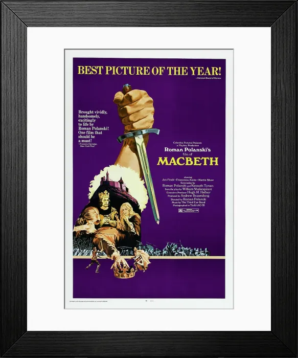 Framed Print : THE TRAGEDY OF MACBETH, (aka MACBETH), US poster, left: Jon Finch, Francesca Annis, 1971