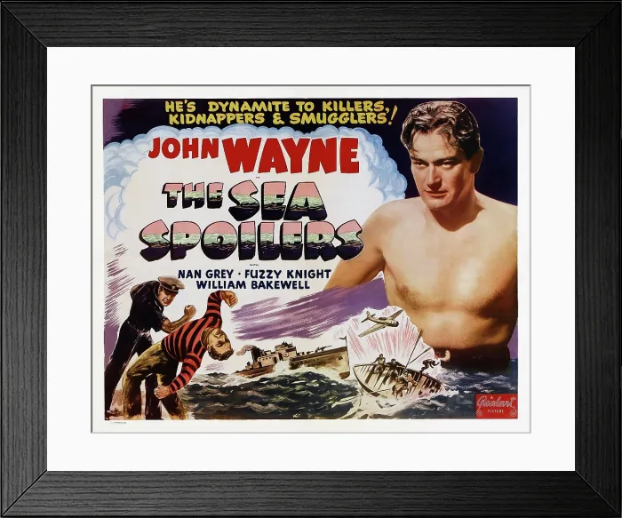 Framed Print : THE SEA SPOILERS, US lobbycard, John Wayne (right), 1936
