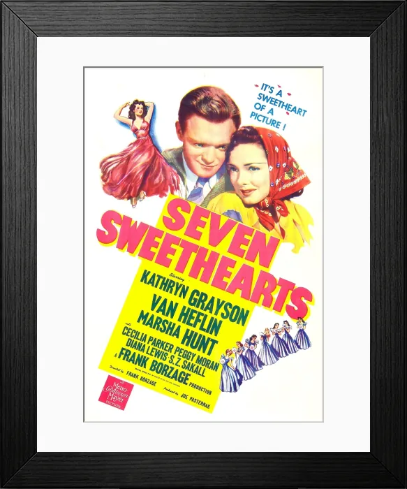 Framed Print : SEVEN SWEETHEARTS, US poster, center from left: Van Heflin, Kathryn Grayson, 1942