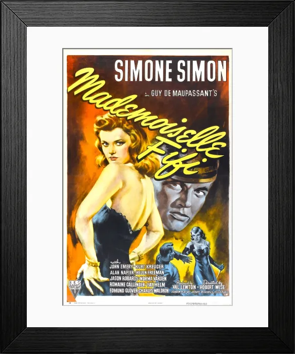 Framed Print : MADEMOISELLE FIFI, US poster, Simone Simon, Kurt Kreuger, 1944