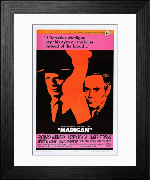 Framed Print : MADIGAN, l-r: Richard Widmark, Henry Fonda on poster art, 1968