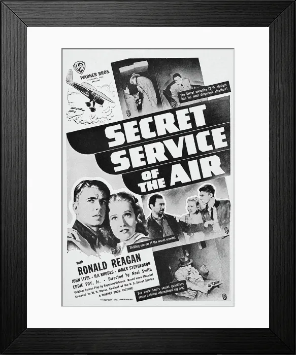 Framed Print : SECRET SERVICE OF THE AIR, US poster, middle left: Ronald Reagan, Ila Rhodes, James Stephenson, Rosella Towne, Ronald Reagan, 1939