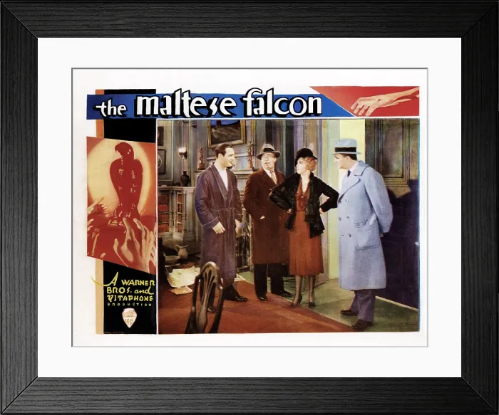 Framed Print : THE MALTESE FALCON, (aka DANGEROUS FEMALE), from left, Ricardo Cortez, J. Farrell MacDonald, Bebe Daniels, Robert Elliott, 1931