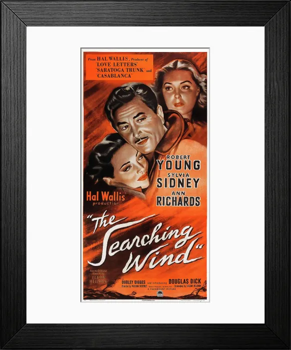 Framed Print : THE SEARCHING WIND, l-r: Sylvia Sidney, Robert Young, Ann Richards on poster art, 1946