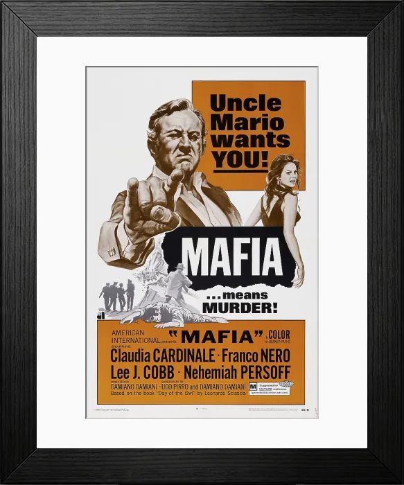 Framed Print : MAFIA, US poster art, from left, Lee J. Cobb, Claudia Cardinale, 1968