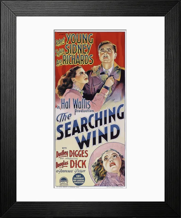 Framed Print : THE SEARCHING WIND, Australian poster, from left: Ann Richards, Robert Young, Sylvia Sidney (bottom), 1946