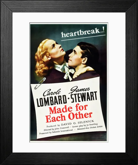 Framed Print : MADE FOR EACH OTHER, US poster art, from left: Carole Lombard, James Stewart, 1939